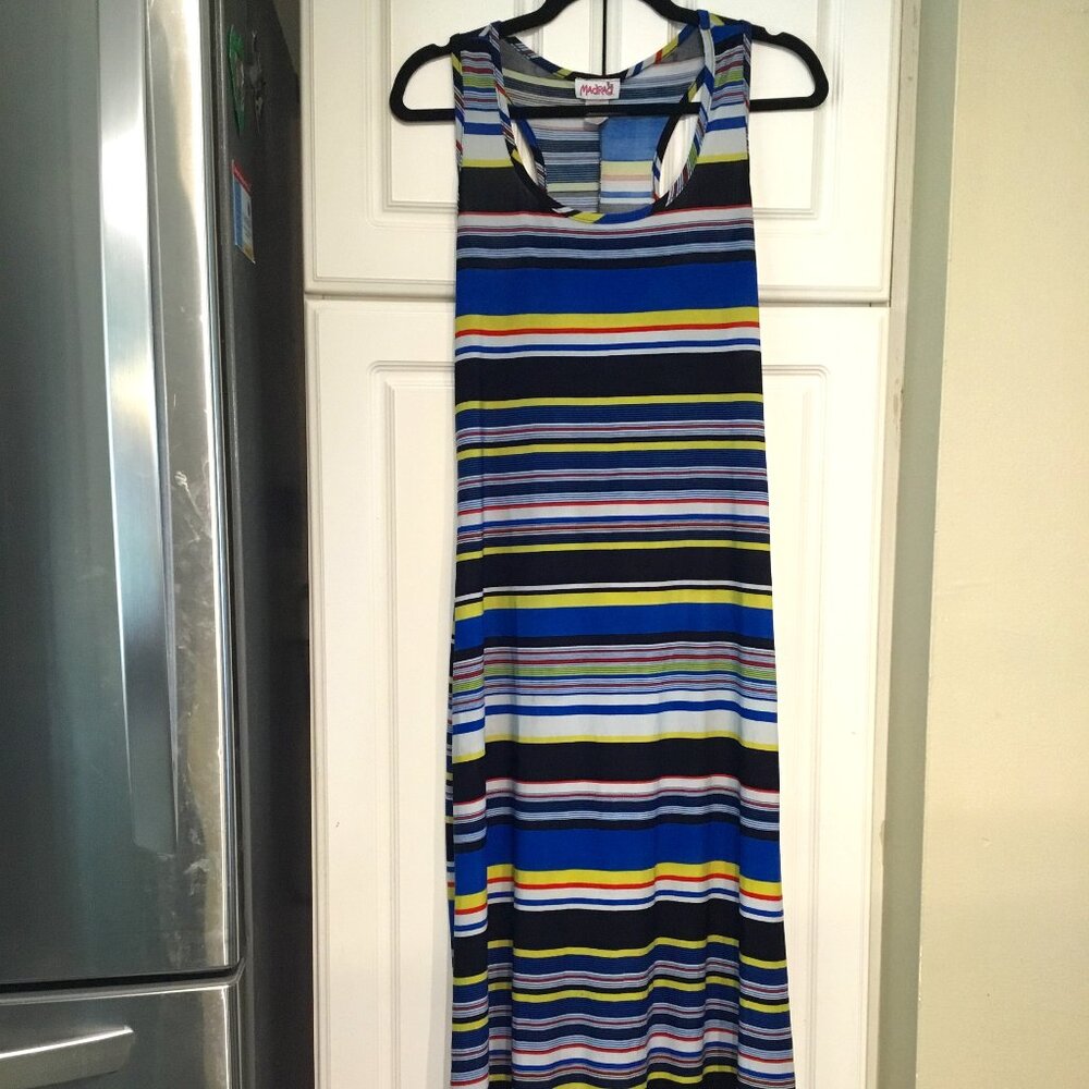 MadRag Vintage Maxi Dress Sleeveless Multi-Color Stripes